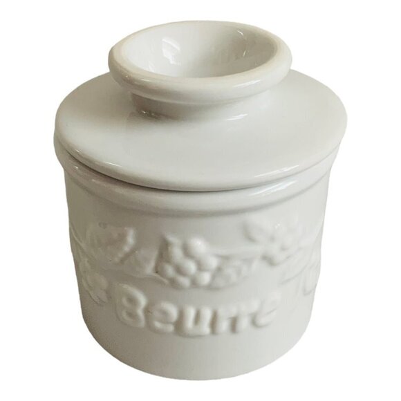 Vintage Butter Bell Crock Fleur de Lis Collection Raised Floral Ceramic Pottery - Picture 5 of 8